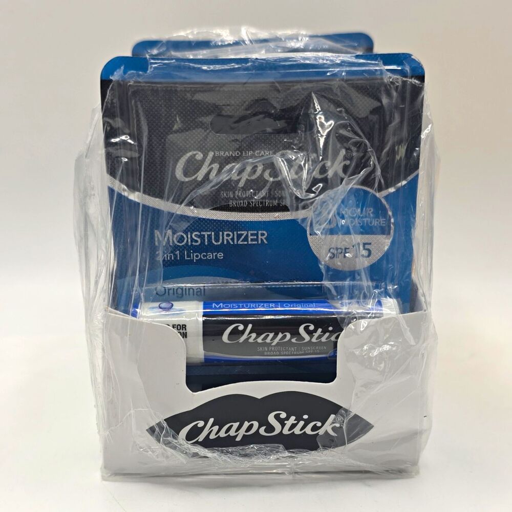 (12pk)ChapStick Moisturizer Original Lip Balm SPF 15 Broad Spectrum,0.15 oz, 3pk